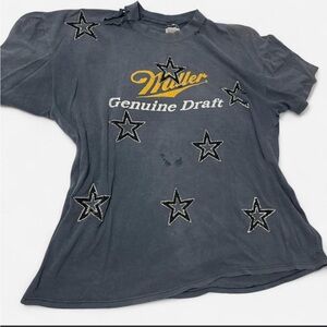 Furst of a Kind - Y2K Oversized Vintage Miller Genuine Draft Gray T-Shirt